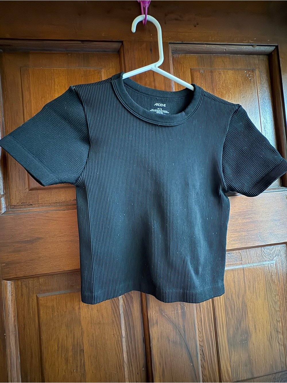 Ardene Black Ribbed Short Sleeve Tee